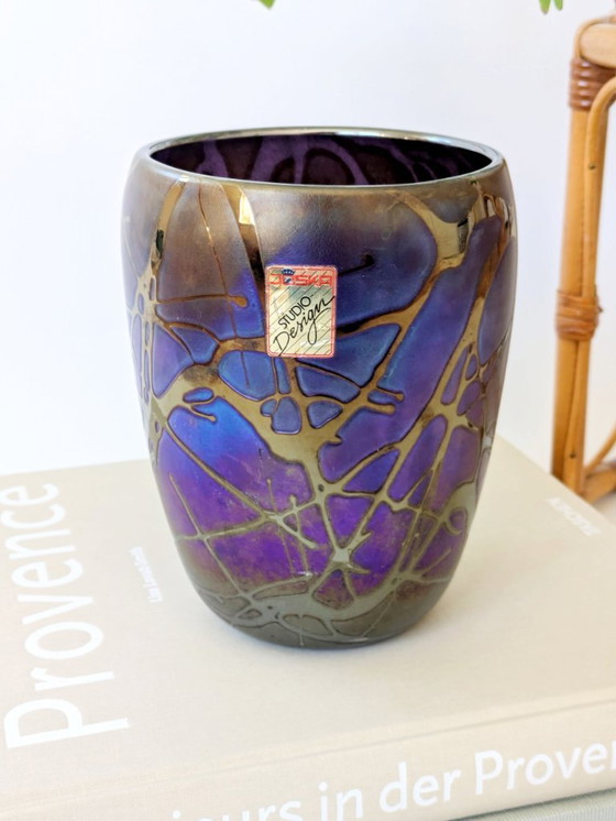 Image 1 of Raro Jarrón Joska Estilo Art Nouveau | Vidrio soplado iridiscente | Alemania 1990