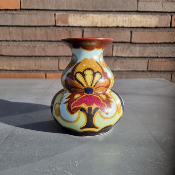 Image 1 of antico vaso in ceramica olandese, decoro Arnhem Creta, anni '20
