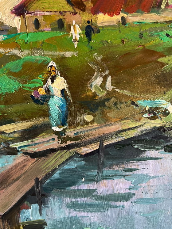 Image 1 of A Village River with Two Boats