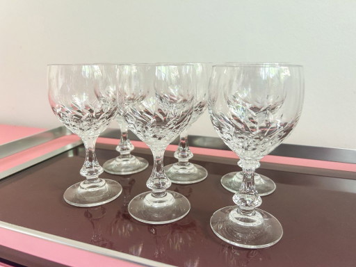 6 copas de vino de cristal tallado vintage – glazen karaffen, Crystal