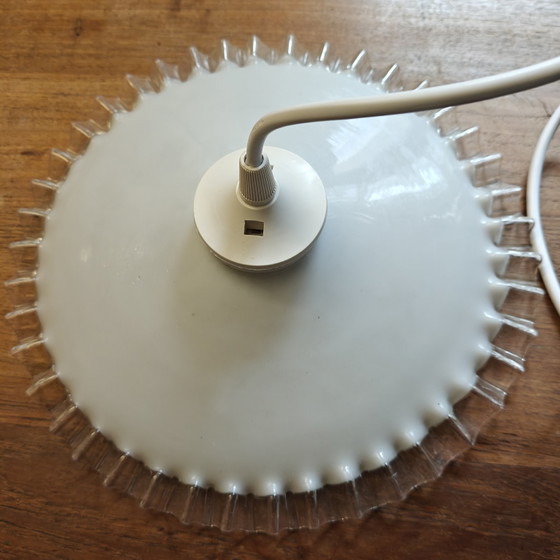 Image 1 of Vintage Opaline Glass Pendant Lamp – Ruffled Edge – 1970s Italian Style