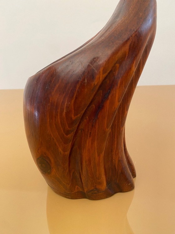 Image 1 of De Stijl Firenze Portabottiglie Legno Metallo Ottone Scultura Uccello anni '70