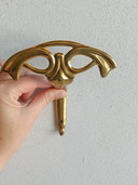 Pair of Mid-Century Modern Solid Brass Wall Coat Hooks – Sculptural Italian Design, 1950s–1960s