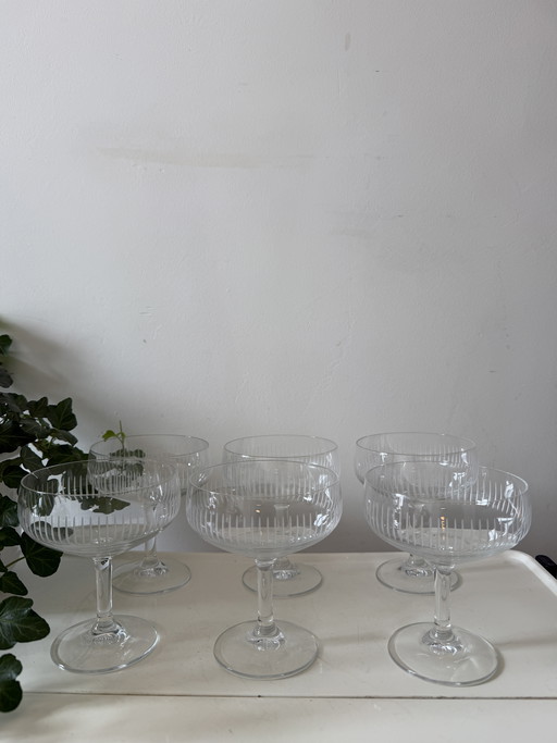 Ensemble de 6 coupes à champagne en cristal