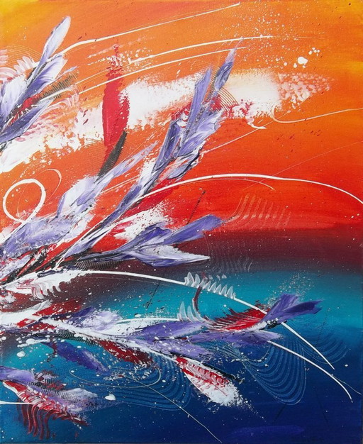 Dipinto astratto contemporaneo del pittore 2Luss'Art – Lakeside – Dittico 101 x 61.