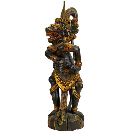 Antieke Balinese Kerishouder – Polychroom & Verguld Hout – 19e Eeuw – 61,5 cm – Kandelaars en kaarsen, Wood (photo 7 of 11)