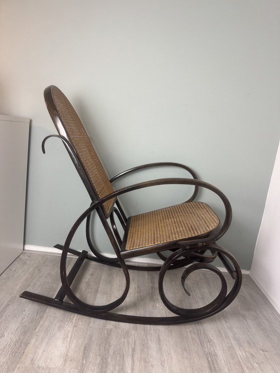 Image 1 of Thonet Style Rocking Chair with Rattan