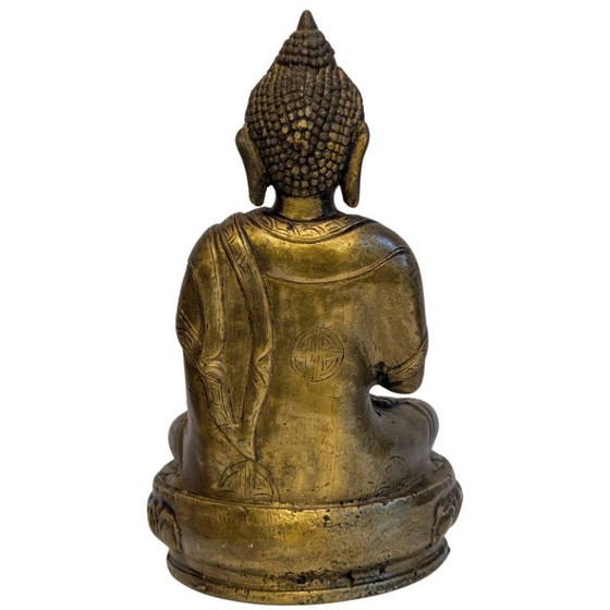 Antieke Chinees-Tibetaanse bronzen Boeddha – Dharmachakra Mudra – 123 – Beeldhouwkunst (photo 5 of 11)
