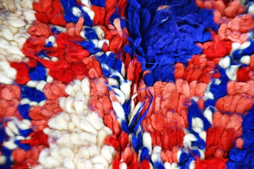 Roter & blauer Vintage-Boujaad-Teppich - 223 x 145 cm