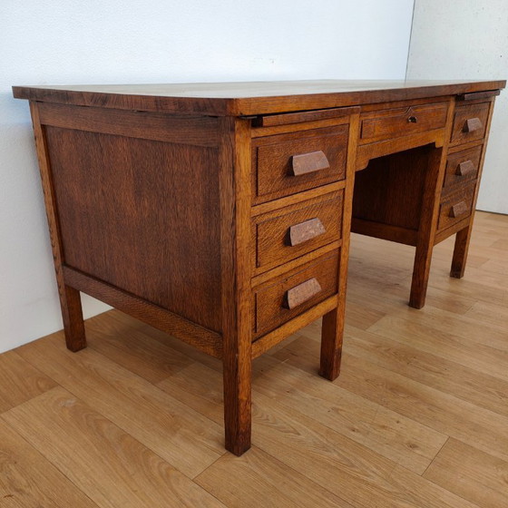 Image 1 of Antique wooden banker's desk desk workstation