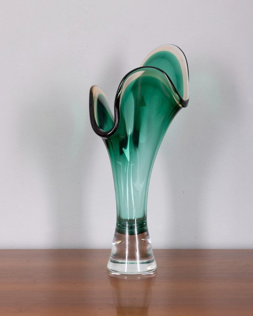 Sommerso Vase in Green Murano Glass by V.A.C. Cimarosti & Pinzan, 1960s – vazen