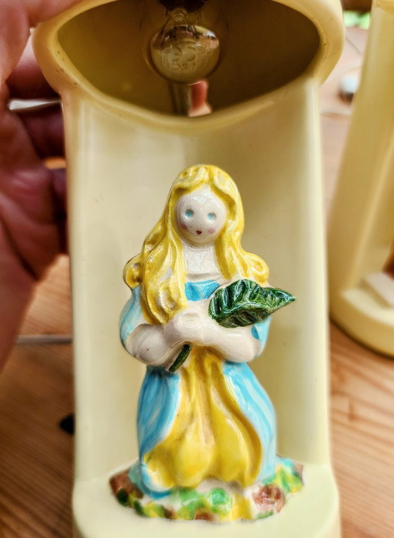 Image 1 of Ein Paar Nachtlichter aus Keramik - Frankreich 50er Jahre Volkskunst