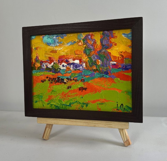 Image 1 of Original Oil Painting Summer Field Landscape In the sunny meadows