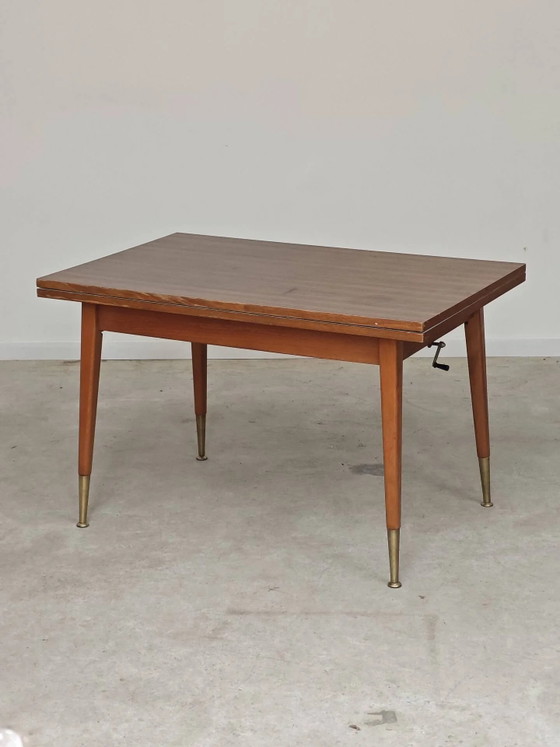 Couchtisch, Esstisch für 6 Personen, Ostdeutschland. – Esstische, Holz, Messing, Mid Century Modern (photo 21 of 21)