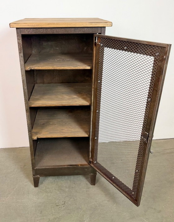 Image 1 of Industrial Iron Cabinet with Mesh Door, 1960s