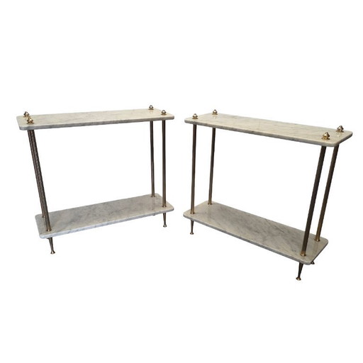 Vintage set of marble and brass tables