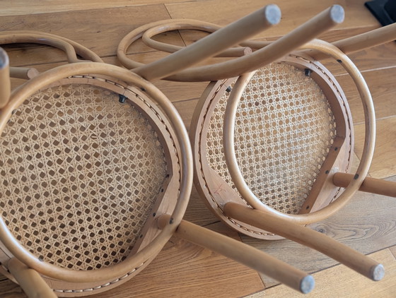 Image 1 of Set van 2 Thonet No 18 rotan caféstoelen, ZPM Radomsko