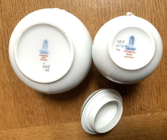 Image 1 of Azucarero y jarra de leche numerados y raros "Rose de Vienne" de Augarten Wien