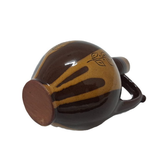 Image 1 of Vintage Ceramic Pitcher – Handcrafted Charm with Leaf Motif | 14 cm