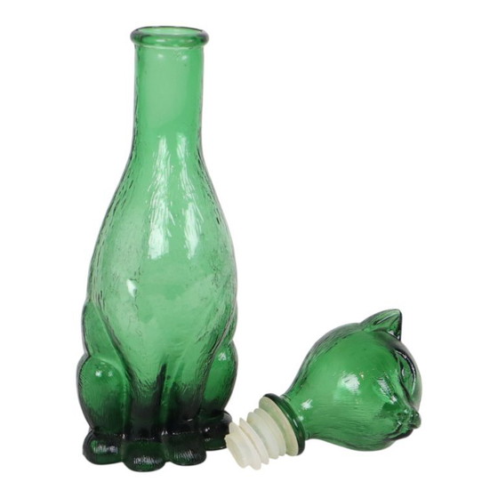 Grande caraffa in vetro verde a forma di gatto, Empoli, Italia, 37 cm – Bicchieri e caraffe, Glass (photo 12 of 15)