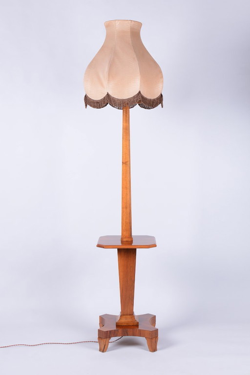 Restaurierte Art Deco Stehleuchte, Nussbaum, neue Elektrifizierung, Tschechisch, 1920er Jahre