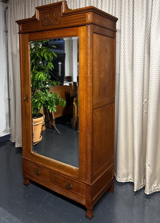 Armoire Art Nouveau Avec Tringle à Penderie Porte Miroir