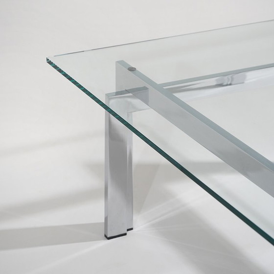Quadratischer Couchtisch aus Glas und Stahl, 1970er Jahre – Esstische, Metal (photo 9 of 11)