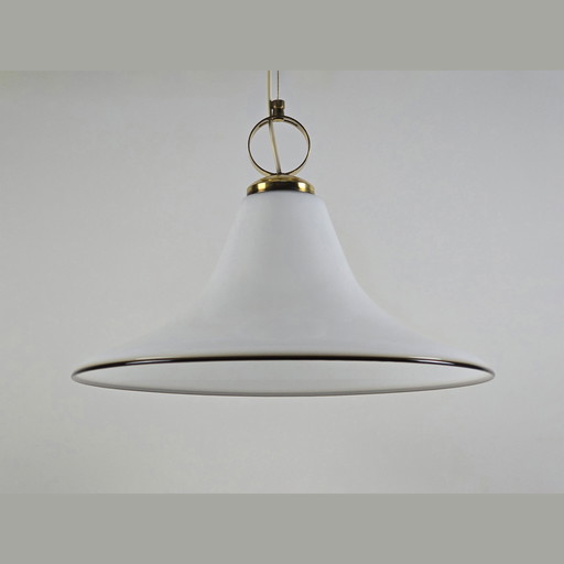 Vintage 1970S Sölken Leuchten Opaline Glass Pendant Lamp.