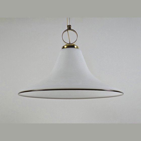 Image 1 of Vintage 1970S Sölken Leuchten Opaline Glass Suspension Lamp.