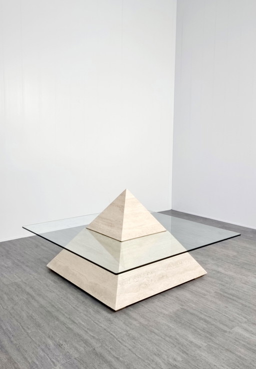 Travertine coffee table pyramid