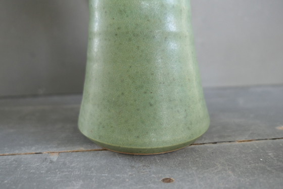 Image 1 of Vintage Earthenware Heavy Vase Green Number 632