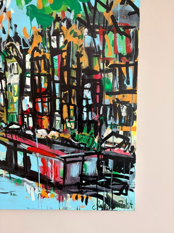Original painting Chiel van Zelst - Amsterdam canal - 2017 – Paintings & Drawings, Canvas (photo 5 of 5)