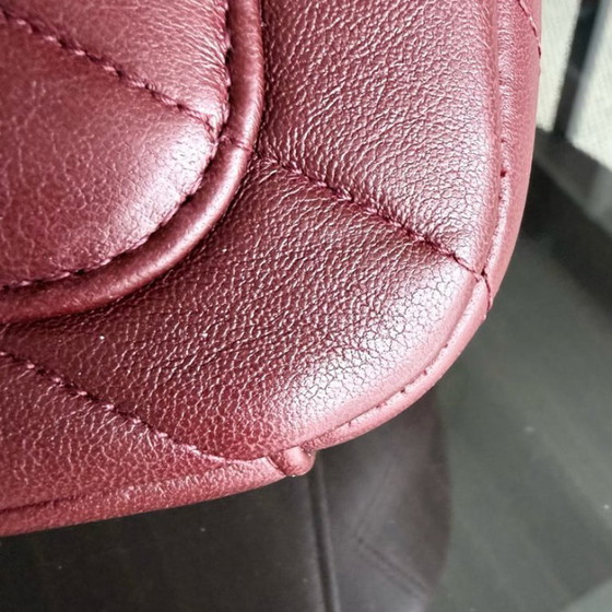 Image 1 of Chanel Flap - 22CM Chevron Calfskin Burgundy Gold Hardware Series 22