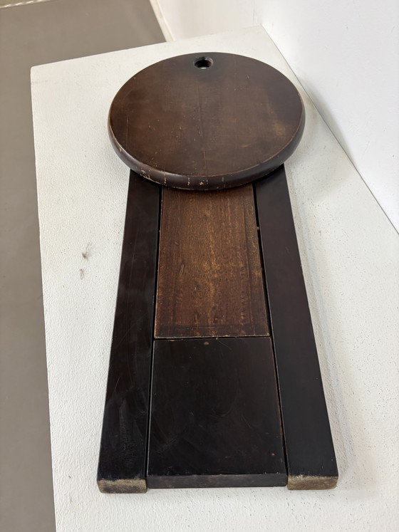 Image 1 of Old Adrian Brown Reed Folding Stool 