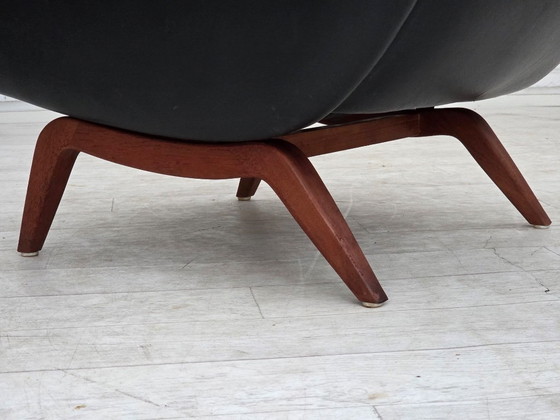 Jaren 60, Deens ontwerp van Illum Wikkelsø, fauteuil, model 110, leer, teak – Wood (photo 14 of 21)