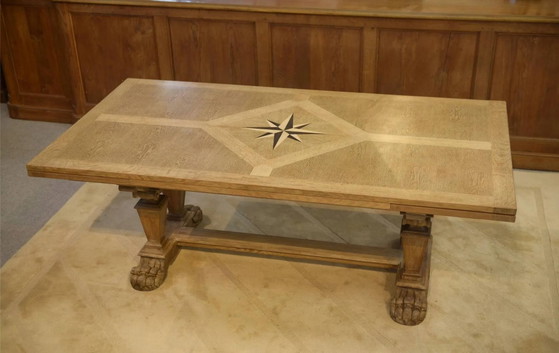 Grote sculpturale eiken tafel uit de jaren 50. – Eettafels, Vintage (photo 4 of 14)