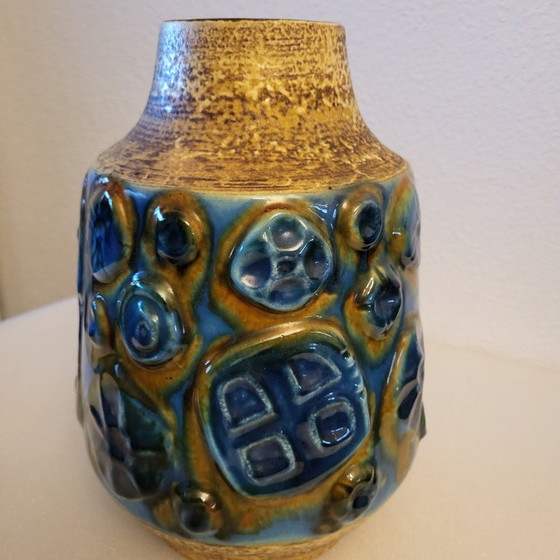 Vaso in ceramica Fat Lava blu e marrone, Carstens Tonieshoff, Vasi, Mid Century Modern (foto 8 di 14)