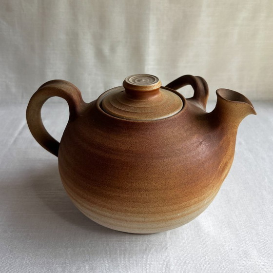 Image 1 of Deense steengoed theepot uit de jaren 70 van Karlslunde Keramik - Sculpturale Wabi Sabi