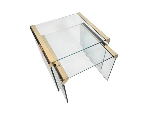 Image 1 of Pierangelo Galloti & Radice - 'T35' - set of 2 side tables - glass - brass - Italy - 70s