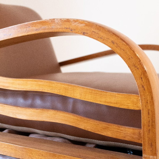 1X Italiaanse Art Déco Converteerbare Fauteuil / Slaapstoel in Bruin Eco-Leer, jaren 20. – Skai (photo 18 of 20)