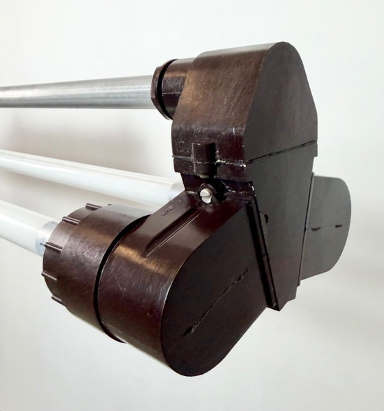 Image 1 of Industriële zilverkleurige buislamp van Elektrosvit, jaren 70.