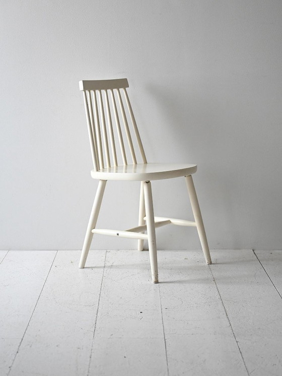 Image 1 of Set van 6 witte Pinstolar stoelen