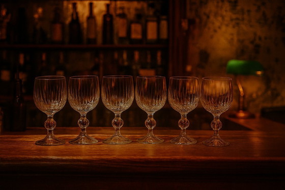 Image 1 of Calici da vino vintage in cristallo di Boemia, set da 6