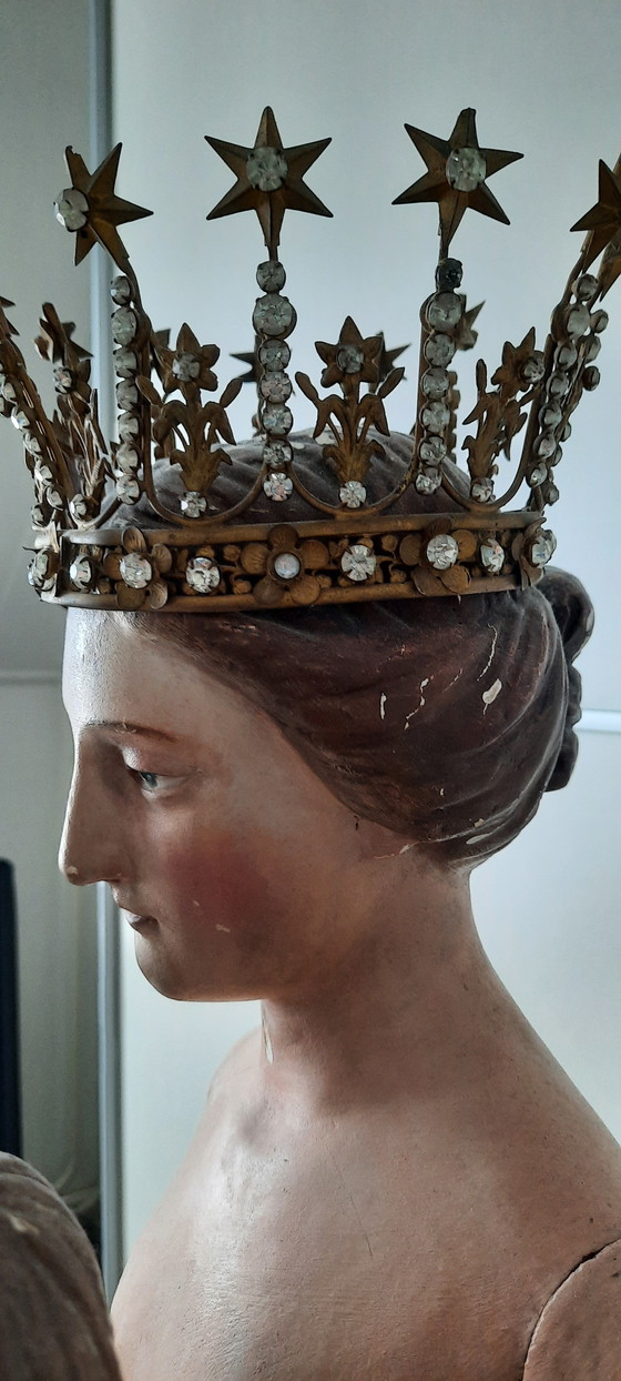 Image 1 of Wunderschöne antike Pfahlmadenfigur aus dem 18. Jahrhundert