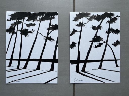 2 ink sketches, 21x15cm.