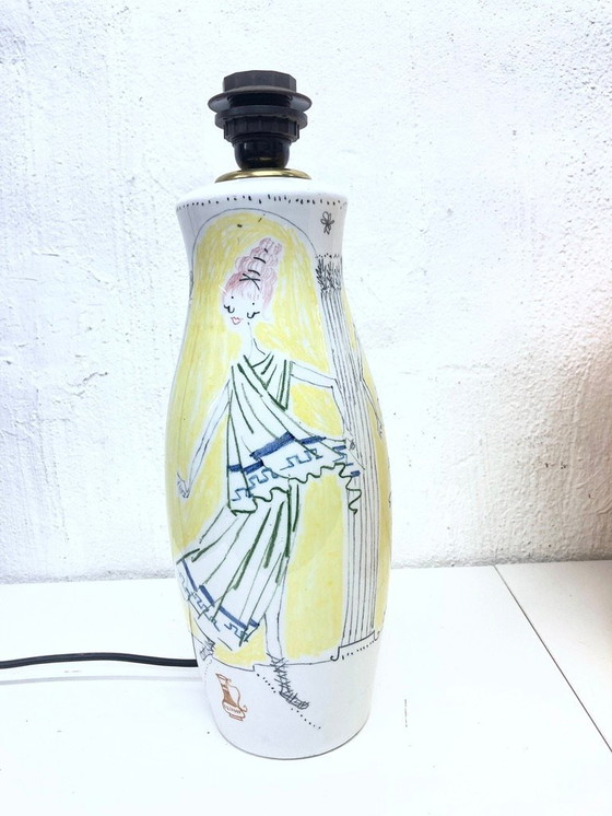 Image 1 of Italiaanse keramieken tafellamp uit de jaren 50 ontwerp Milvia Quadrifoglio