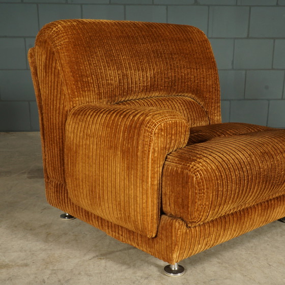 Image 1 of Midcentury modular sofa - brown rib fabric - 1970s