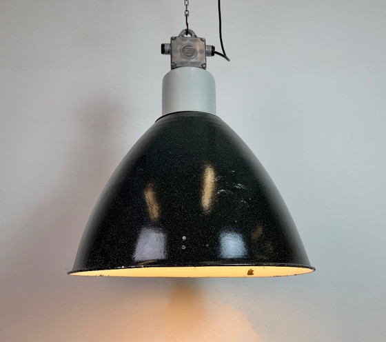 Image 1 of Große industrielle Emaille-Fabrik-Hängeleuchte von Elektrosvit, 1960er Jahre