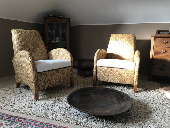 Image 1 of Dos sillones de caña tejida diseñados por Jan des Bouvrie