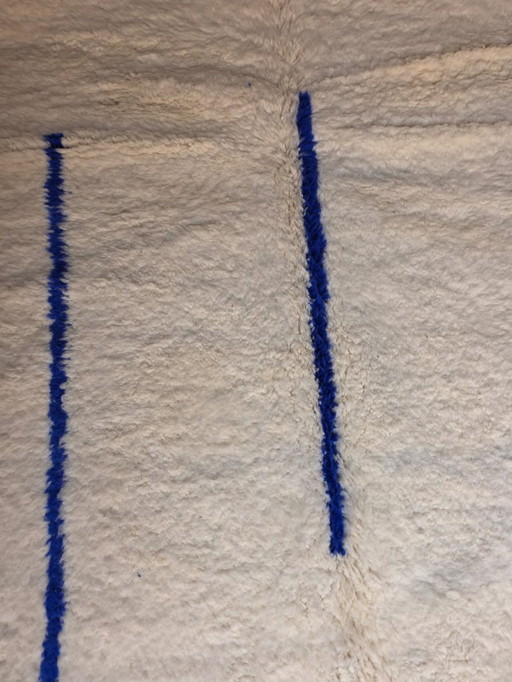 Beni Ourain Teppich in Blau und Creme, 258 x 161 cm